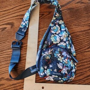 Vera Bradley Floral Sling Bag - Blue and White